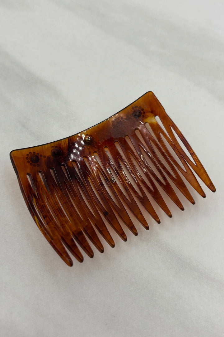 Vintage Swirl Crystal Beautiful Tortoise Shell Hair Comb