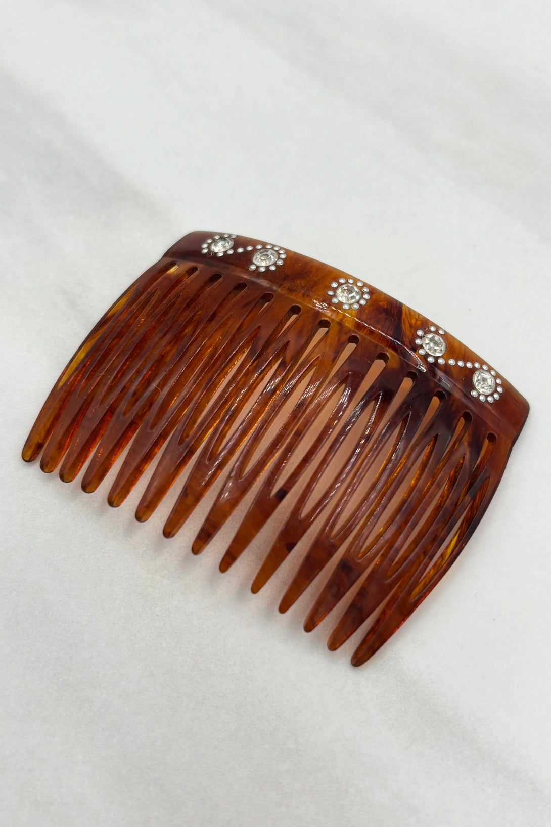 Vintage Swirl Crystal Beautiful Tortoise Shell Hair Comb