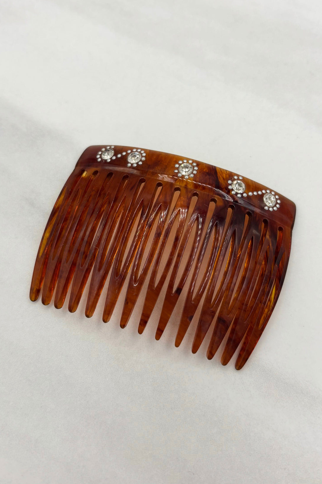 Vintage Swirl Crystal Beautiful Tortoise Shell Hair Comb