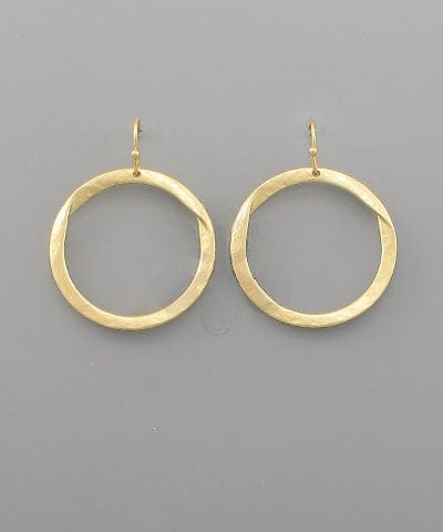 Wavy Textured Metal Circle Simple Dangle Earrings