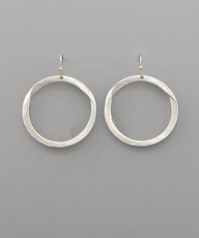 Wavy Textured Metal Circle Simple Dangle Earrings