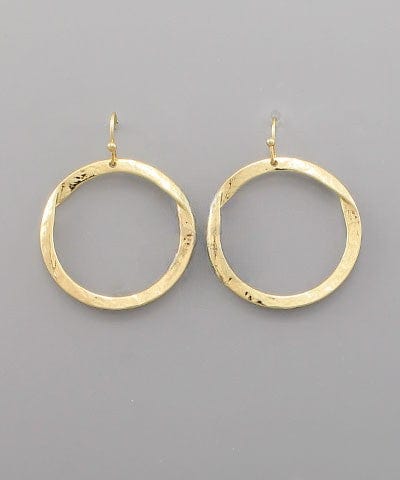 Wavy Textured Metal Circle Simple Dangle Earrings