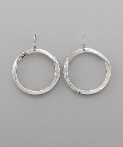 Wavy Textured Metal Circle Simple Dangle Earrings