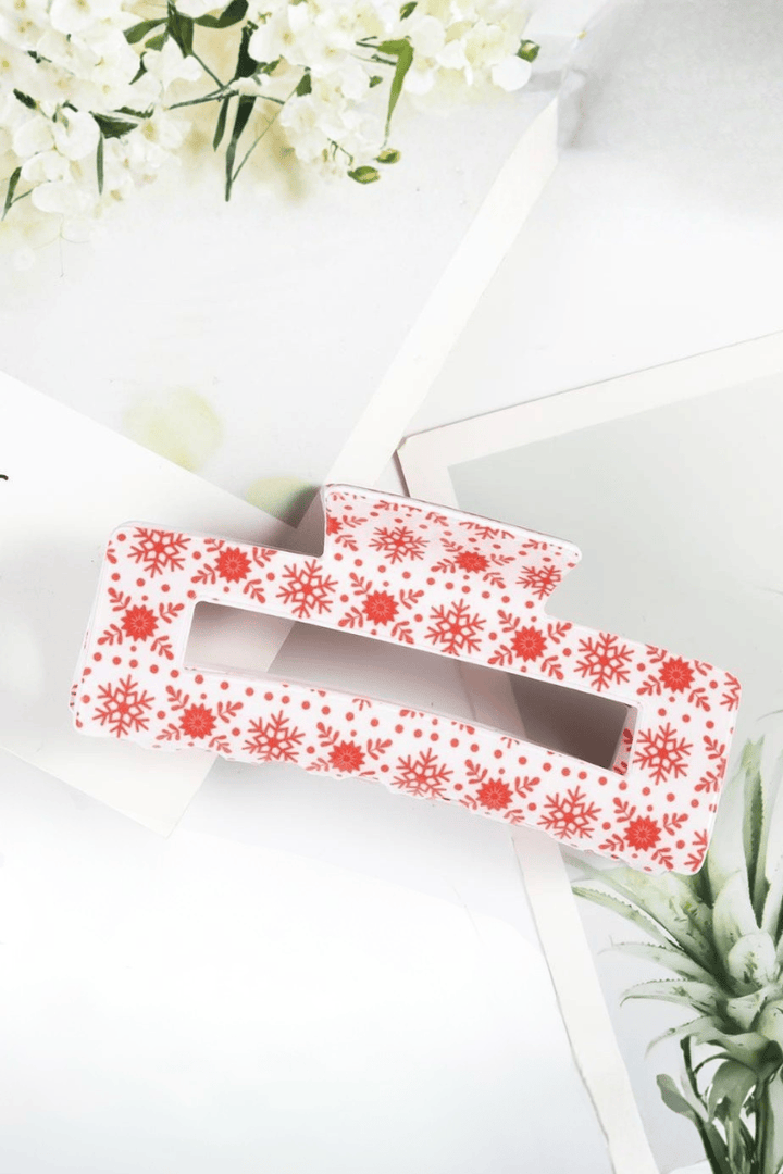 Winter Snowflake Print Hollow Hair Clip