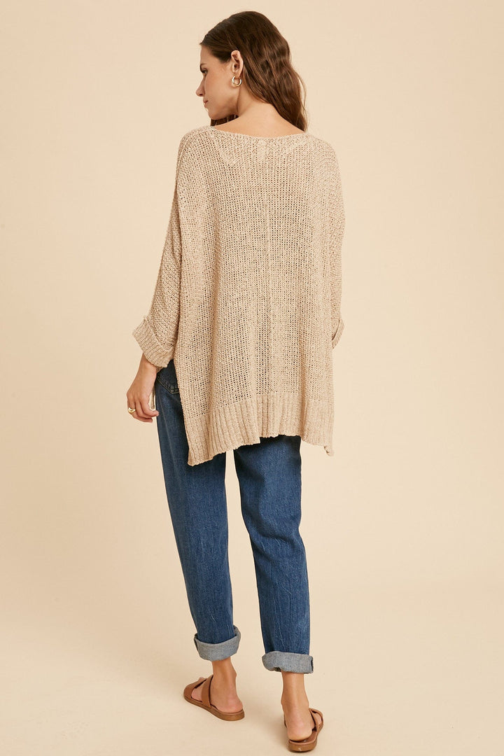 Wishlist 3/4 Sleeve Knit Sweater with Cuff Detail