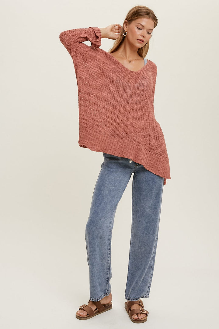 Wishlist 3/4 Sleeve Knit Sweater with Cuff Detail