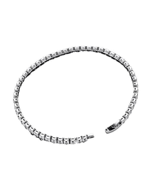 Women's 3mm Square Cut Tennis Bracelet, Gold or Rhodium Plated in Two Sizes