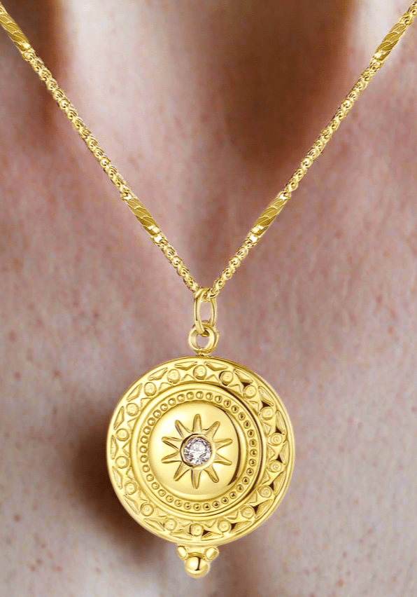 Women's Gold Plated Chain Necklace with Rhinestone Pendant