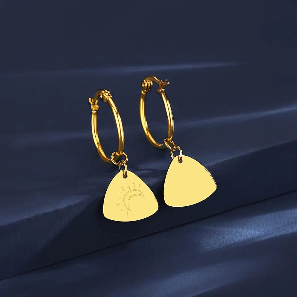 Women's Gold Plated Stainless Steel Earring with Shining Moon