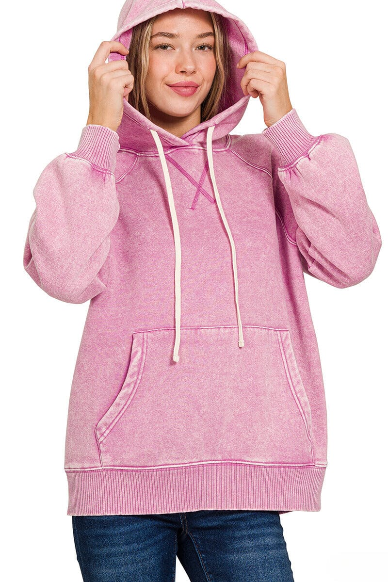 Zenana Acid Wash Fleece Hoodie with Pockets – jfybrand