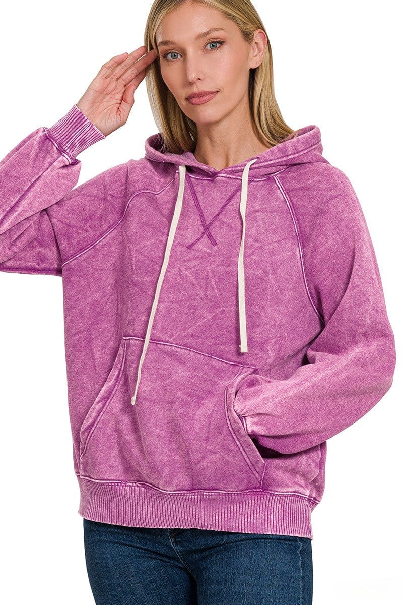 Zenana Acid Wash Fleece Hoodie with Pockets – jfybrand
