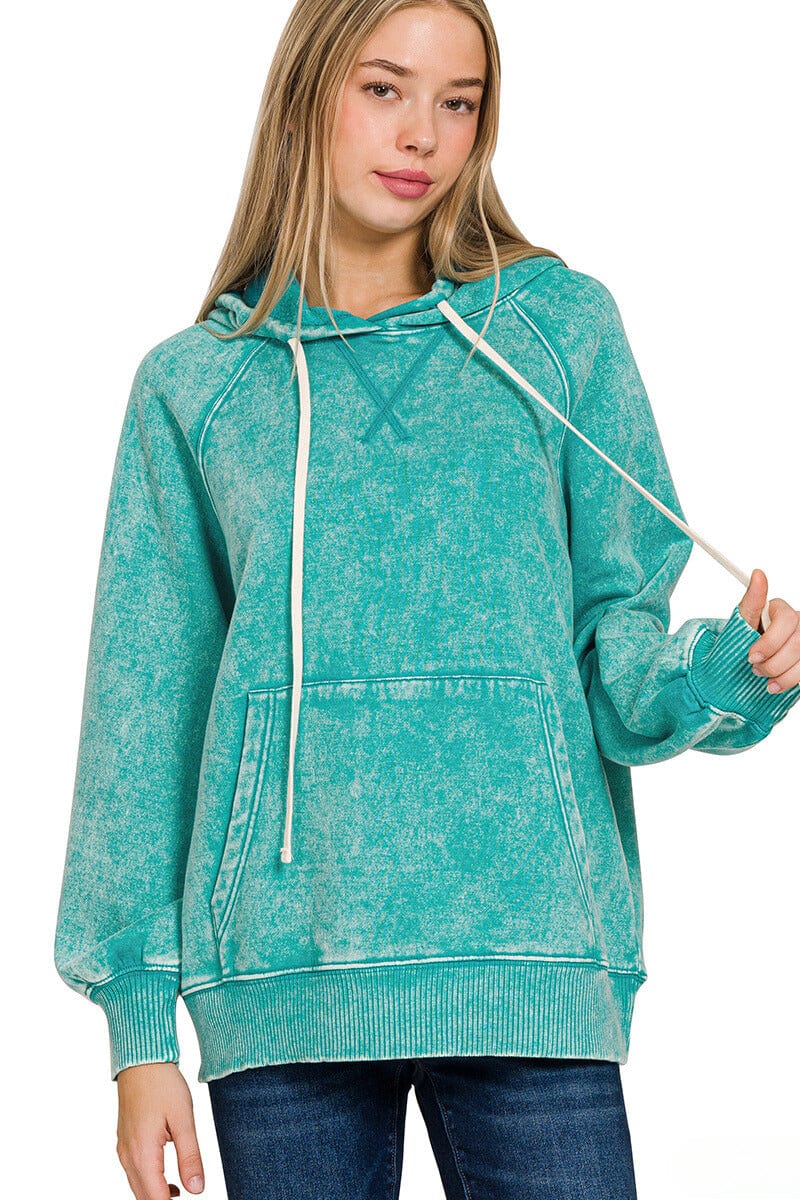 Zenana Acid Wash Fleece Hoodie with Pockets – jfybrand