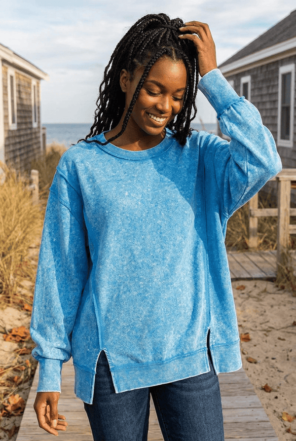 Zenana Acid Washed French Terry Exposed Seam Sweatshirt – jfybrand