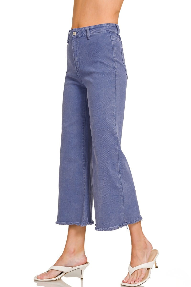 Zenana Acid Washed Frayed Cutoff Hem Straight Wide Jeans – jfybrand