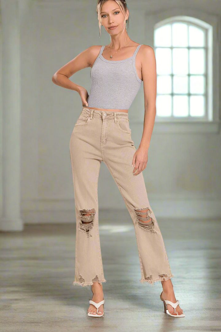 Acid wash straight leg jeans online