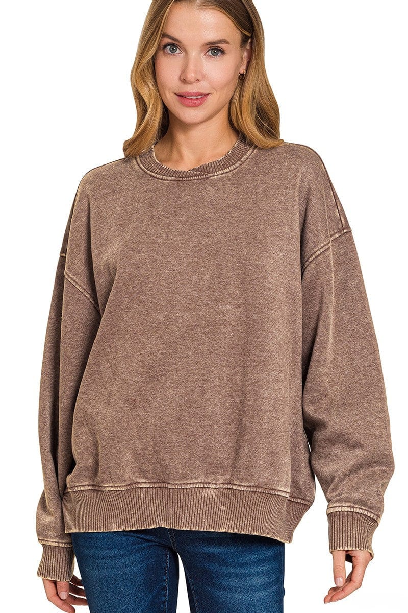 Zenana Acid Washed Oversized Fleece Pullover – jfybrand