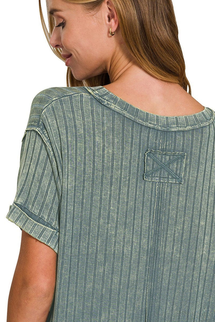 Made By Johnny Women's Short Sleeve Dolman Top - V-Neck, Side Shirring, Heather Grey, Size 4X-Large, Made In USA