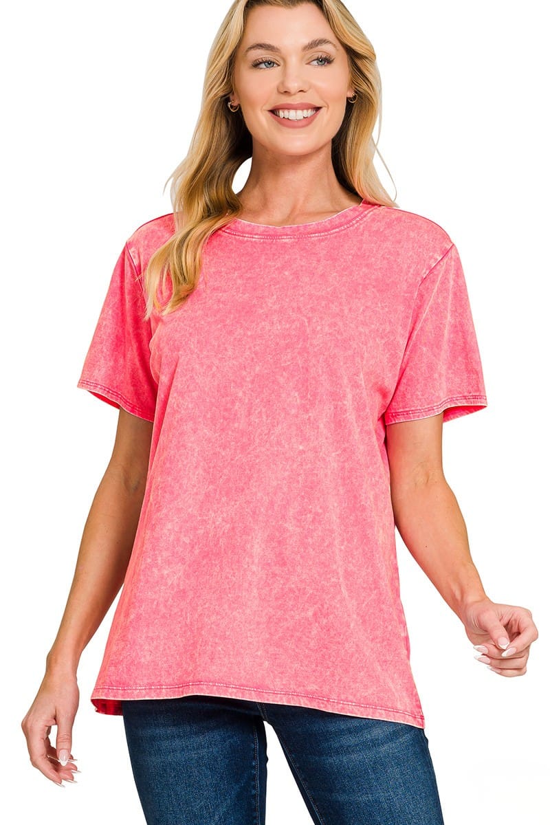 Zenana Acid Washed Short Sleeve Tee – jfybrand