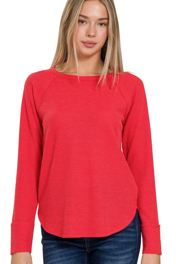 Zenana Baby Waffle Raglan Long Sleeve Top