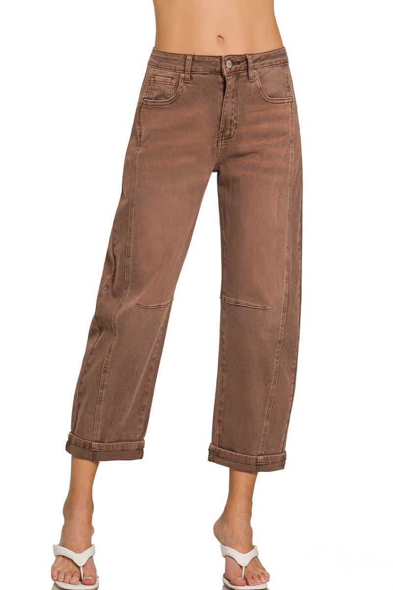 Zenana Barrel Leg Cropped Fit Cuffed Denim Jeans – jfybrand