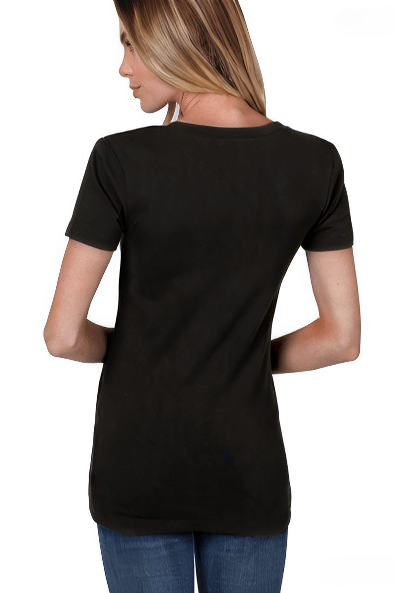 Zenana Basic Cotton V-Neck Short Sleeve T-Shirt