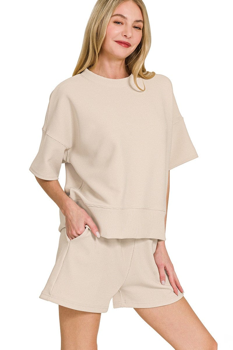 Zenana Boxy Drop Shoulder Top and Shorts Ribbed Set – jfybrand