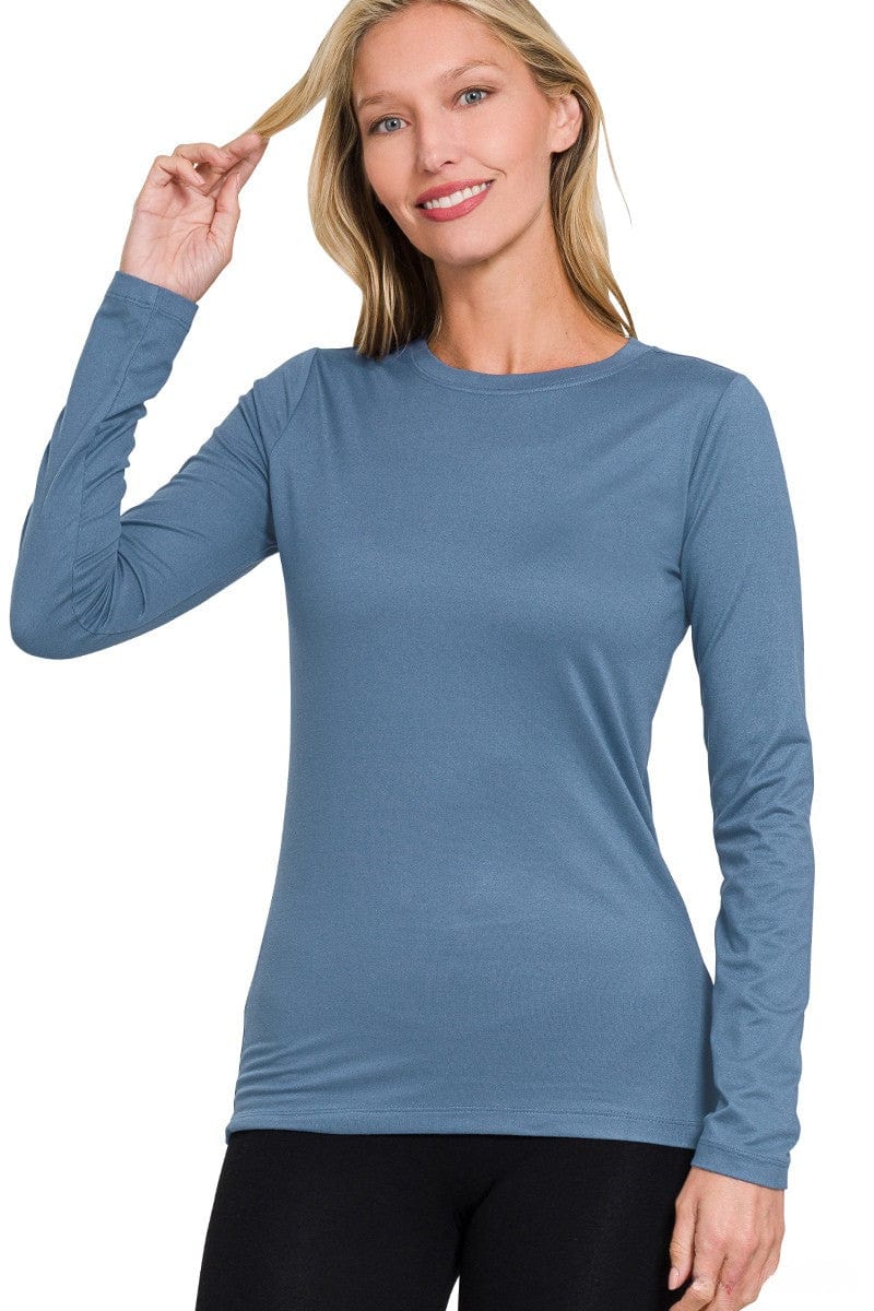 Zenana Brushed Microfiber Simple Long Sleeve Round Neck Tee