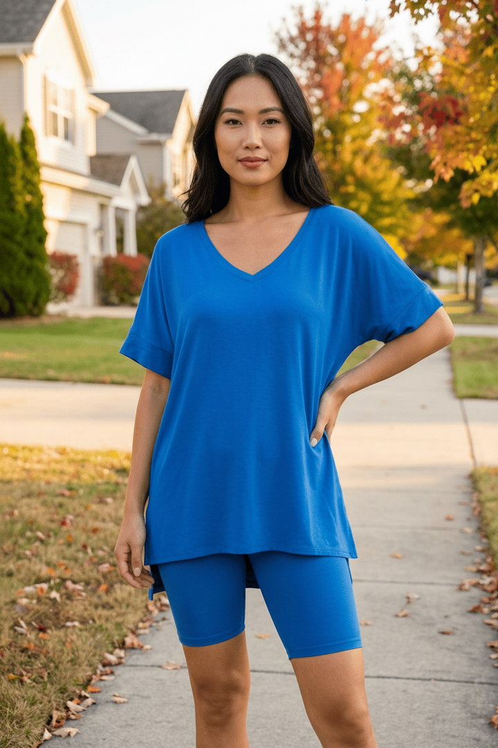 Zenana Brushed Microfiber V-Neck & Biker Shorts Set – jfybrand
