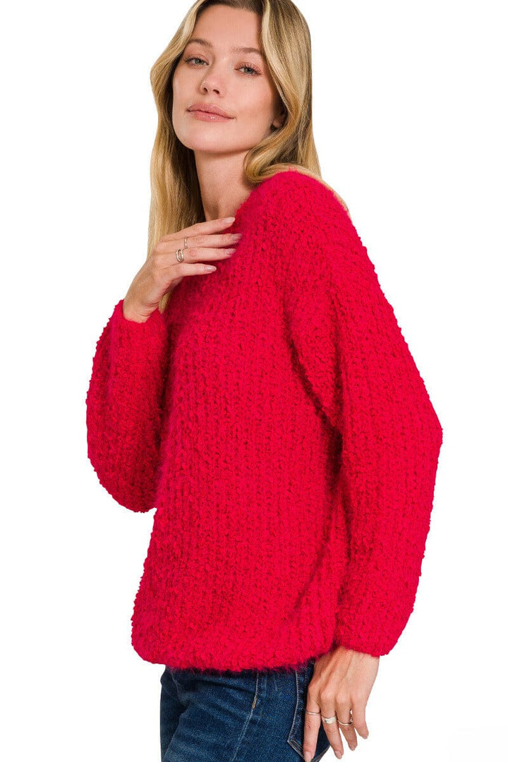 Zenana Brushed Round Neck Sweater