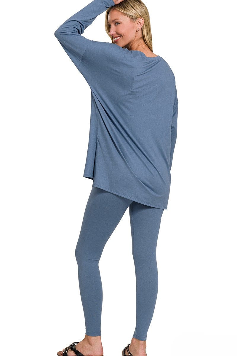 Brushed Microfiber Loungewear Set | Zenana Microfiber Loungewear Set Black main image 0
