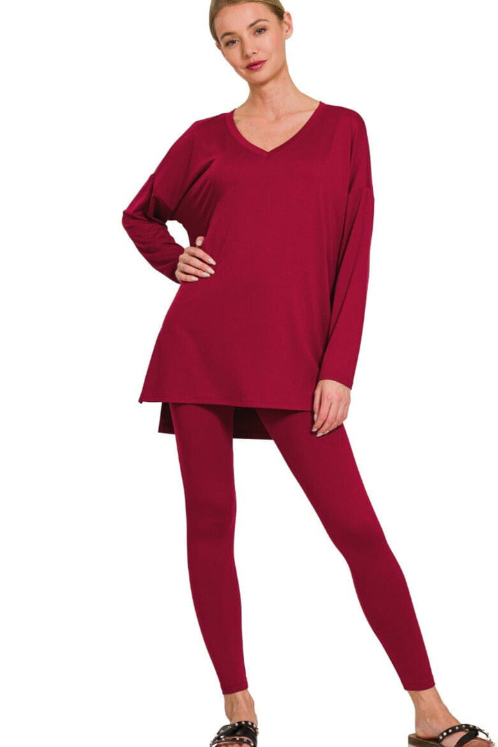 Zenana Brushed Soft Microfiber Long Sleeve Loungewear Set
