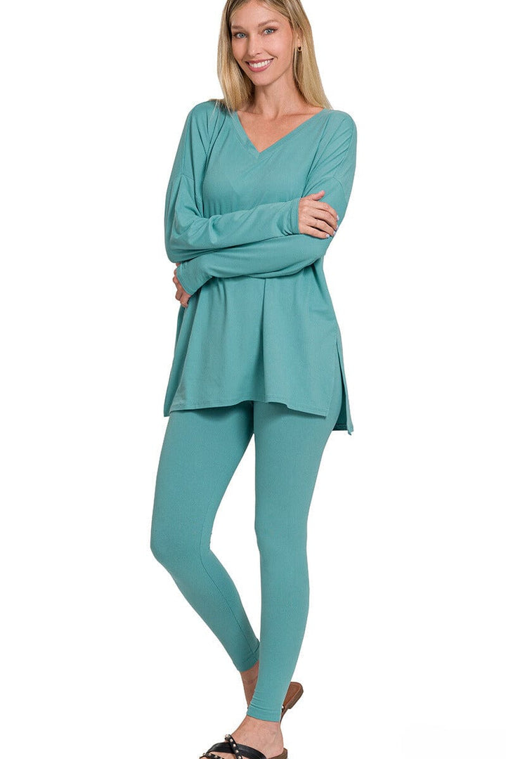 Zenana Brushed Soft Microfiber Long Sleeve Loungewear Set