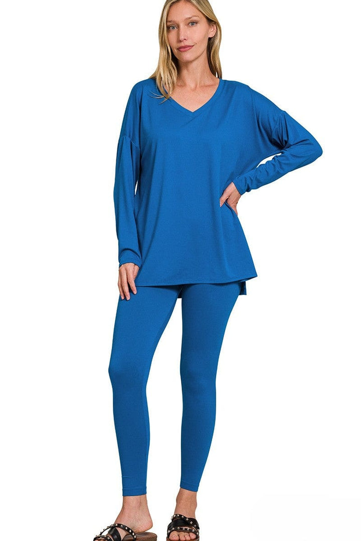 Zenana Brushed Soft Microfiber Long Sleeve Loungewear Set