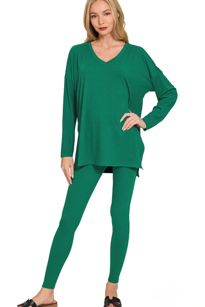 Zenana Brushed Soft Microfiber Long Sleeve Loungewear Set