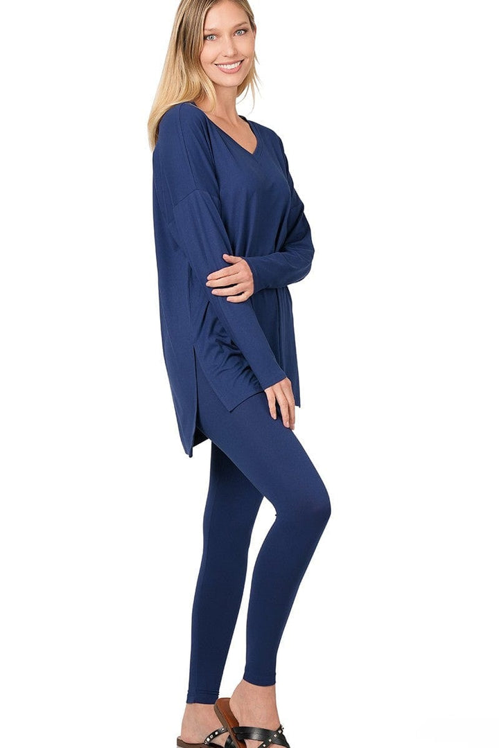 Zenana Brushed Soft Microfiber Long Sleeve Loungewear Set
