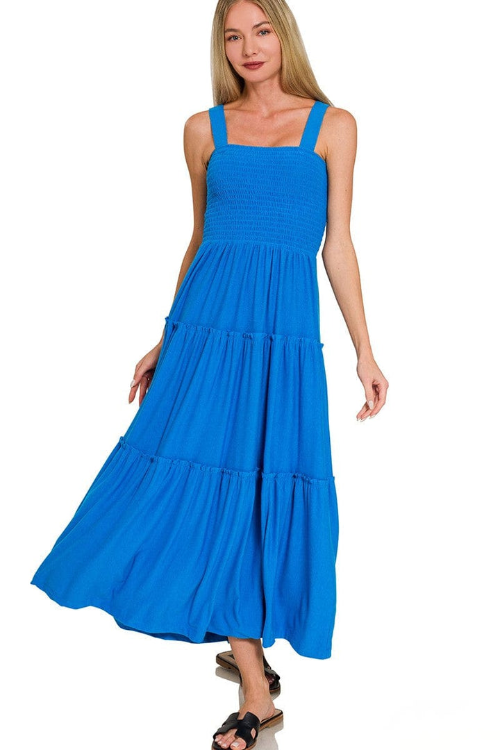 zenana tiered midi dress Zenana Full Size Life's A Picnic Smocked Tiered Midi Dress just-love-inc