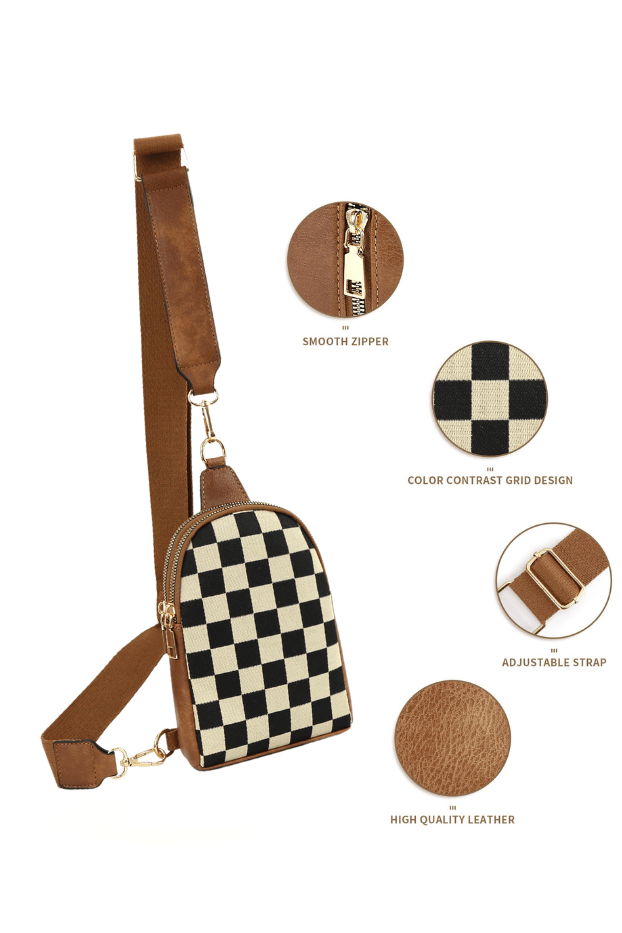 Zenana Checkered Crossbody Sling Bag with Adjustable Strap