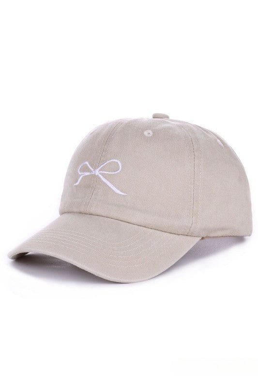 Zenana Coquette Ribbon Bow Embroidery Washed Baseball Cap Hat