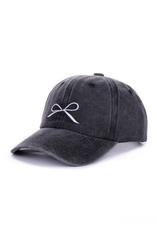 Zenana Coquette Ribbon Bow Embroidery Washed Baseball Cap Hat