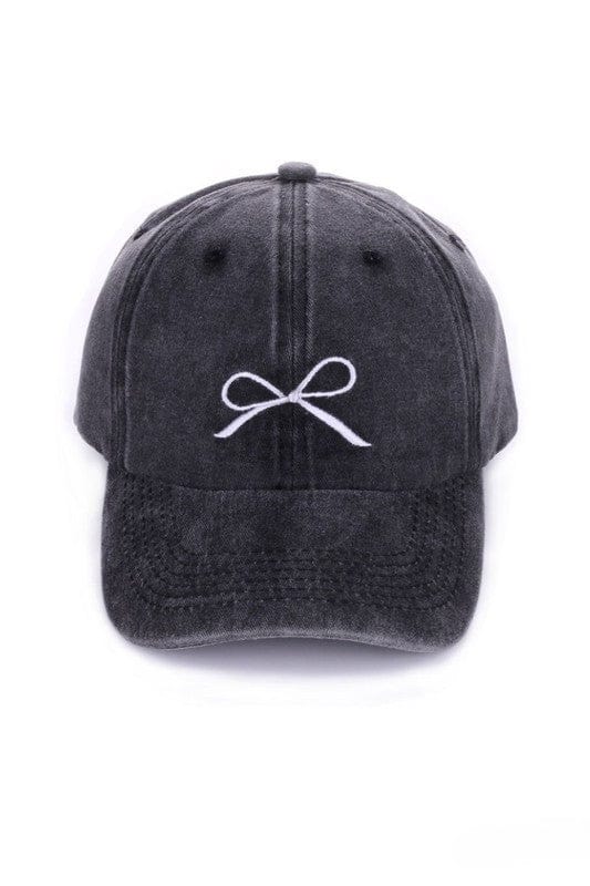 Zenana Coquette Ribbon Bow Embroidery Washed Baseball Cap Hat