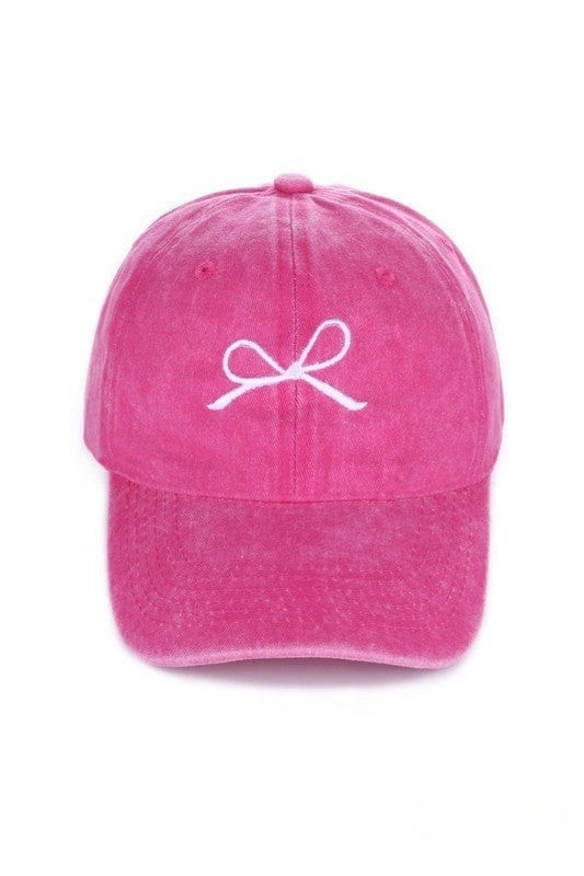 Zenana Coquette Ribbon Bow Embroidery Washed Baseball Cap Hat