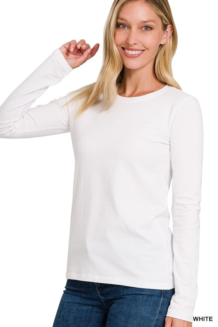 Zenana Cotton Crew Neck Long Sleeve T-Shirt
