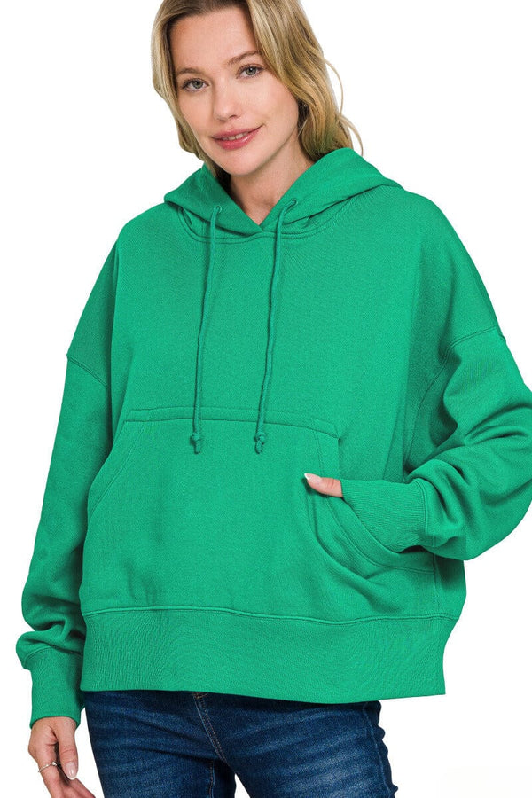 Zenana Cozy Oversized Fleece Kangaroo Pocket Hoodie