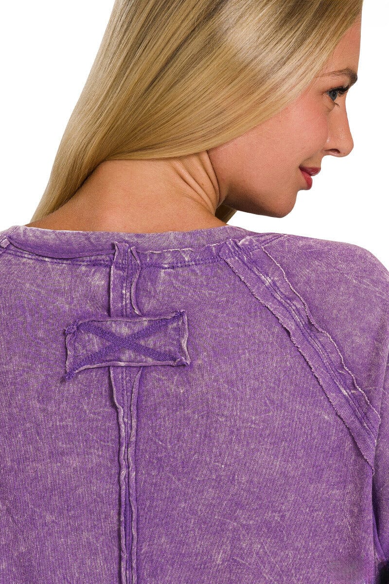 Zenana Crinkle Washed Long Sleeve Top with Thumbholes