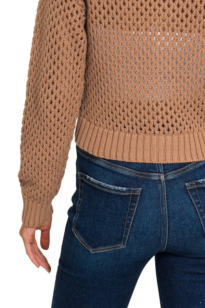 Zenana Cropped Crochet Button Up Cardigan Sweater with Ribbed Edges