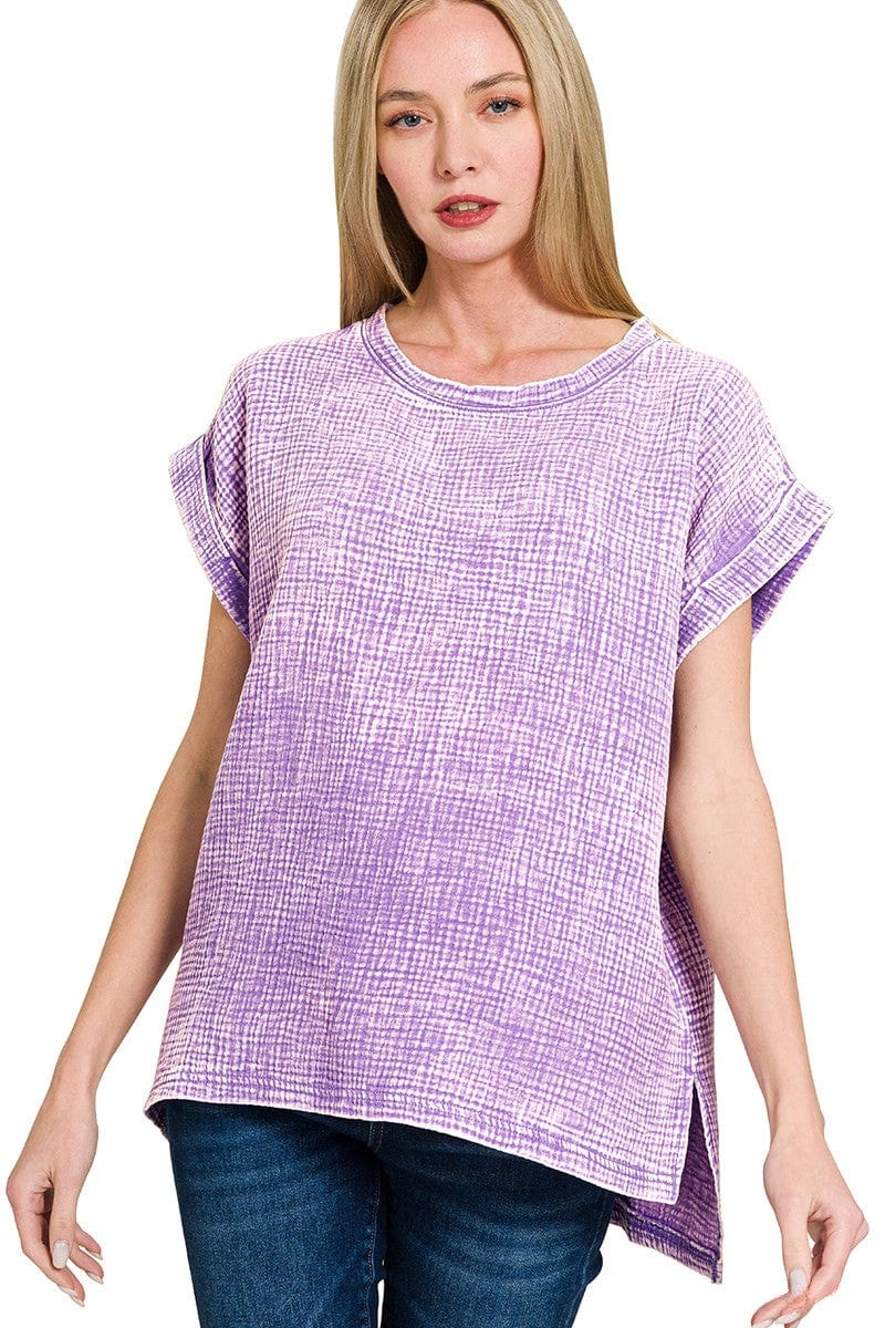 Zenana Double Gauze Acid Washed Short Sleeve Top – jfybrand