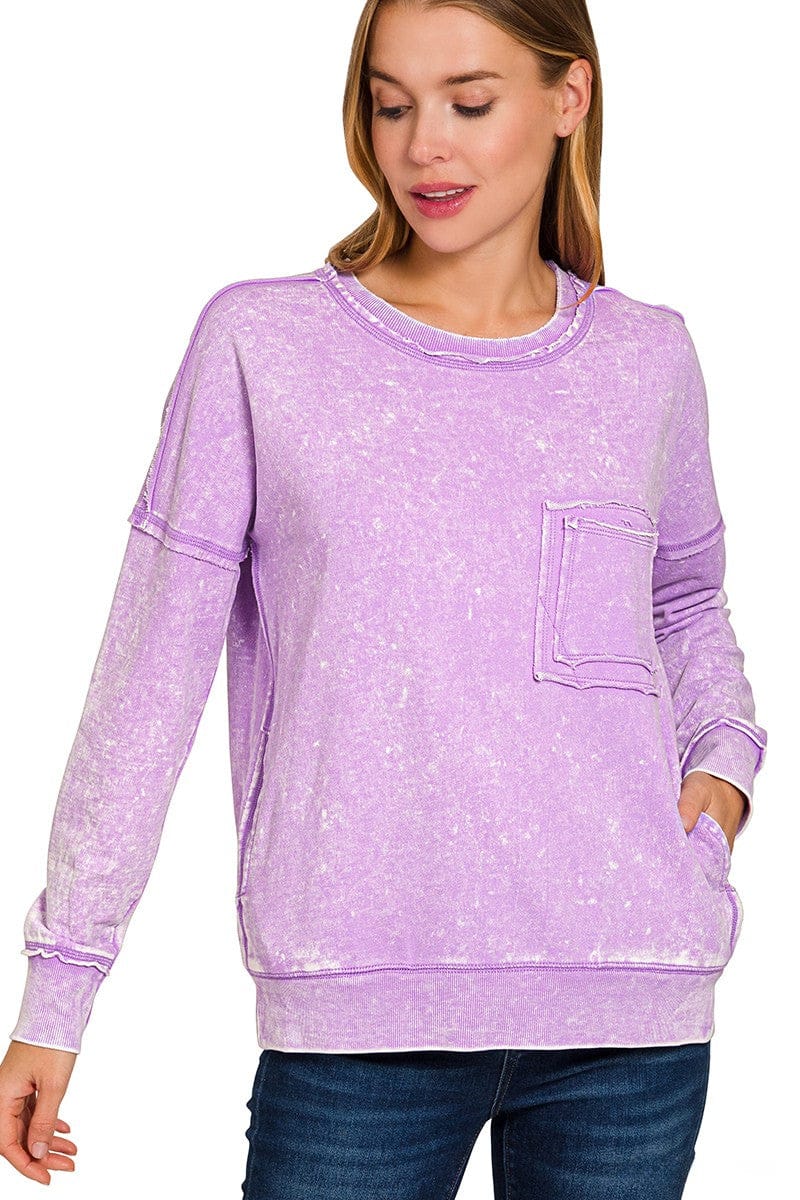 Zenana French Terry Acid Wash Front Pocket Pullover – jfybrand