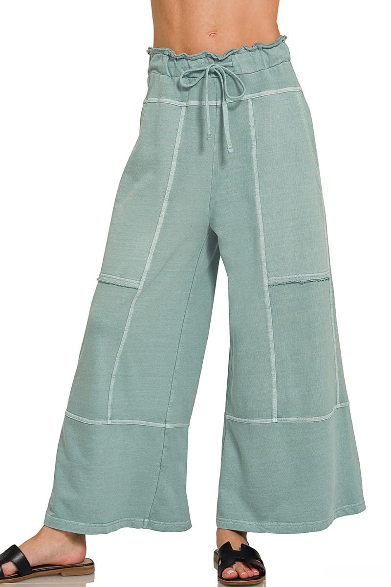 Zenana French Terry Washed Exposed Seam Wide Leg Pants – jfybrand