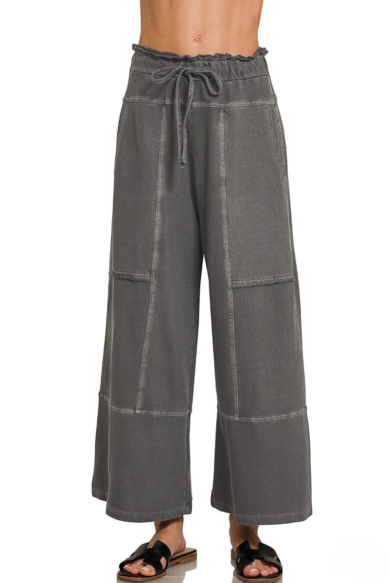 Zenana French Terry Washed Exposed Seam Wide Leg Pants – jfybrand