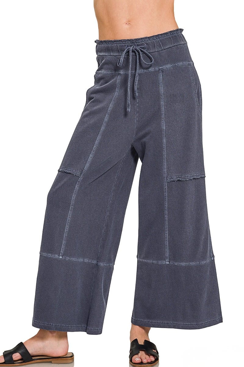 Zenana French Terry Washed Exposed Seam Wide Leg Pants – jfybrand